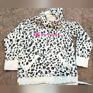 Girls Leopard Print Champion Hoodie Size S